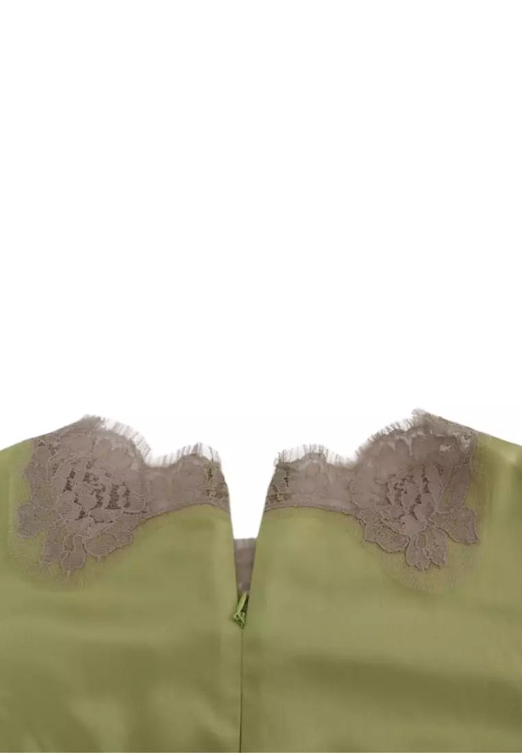 Dolce & Gabbana Green Silk Stretch Blouse Top