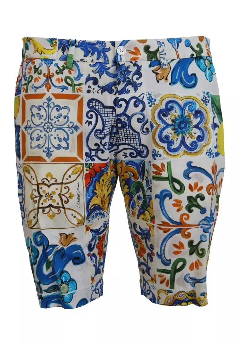 Dolce & Gabbana Majolica Print Cotton Chinos Shorts