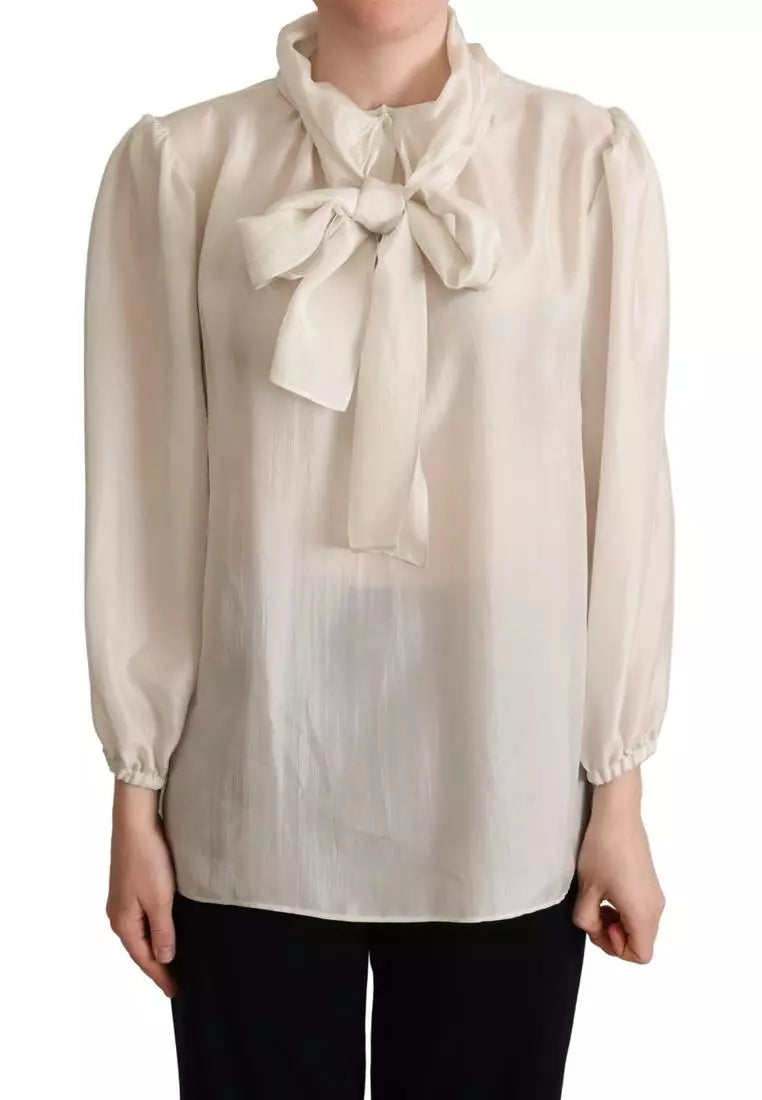 Dolce & Gabbana Light Ascot Collar Silk Blouse