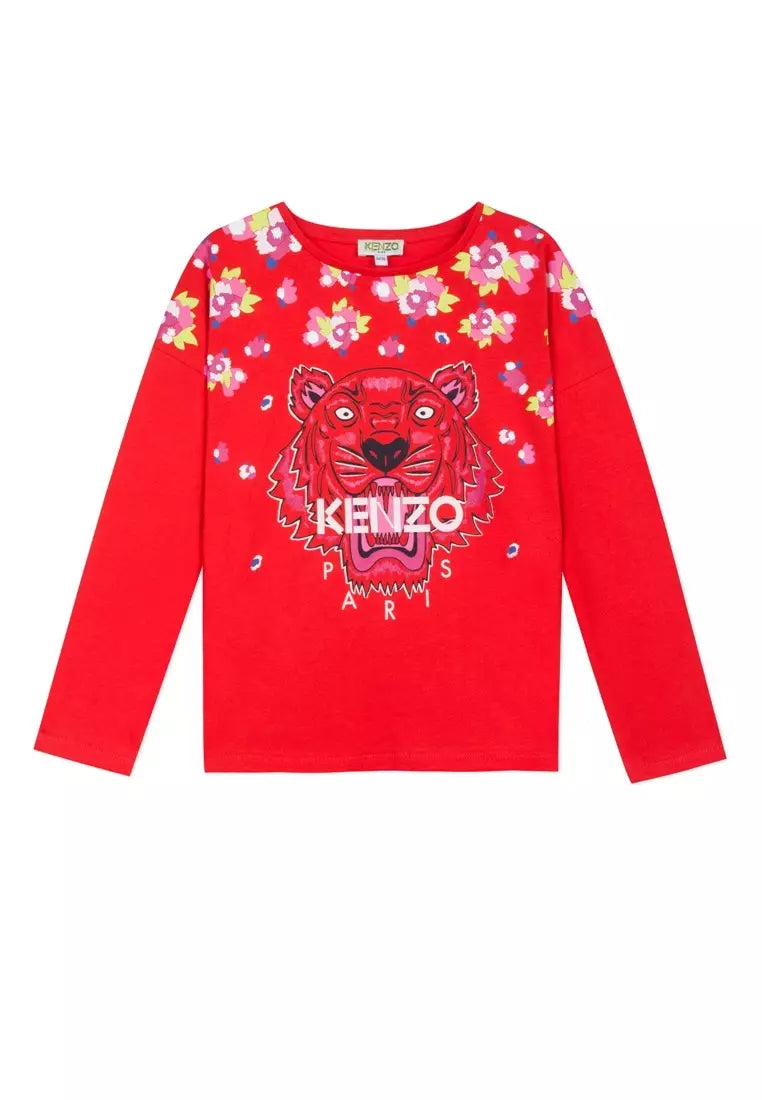 KENZO TIGER LONG SLEEVE T-SHIRT FOR GIRLS