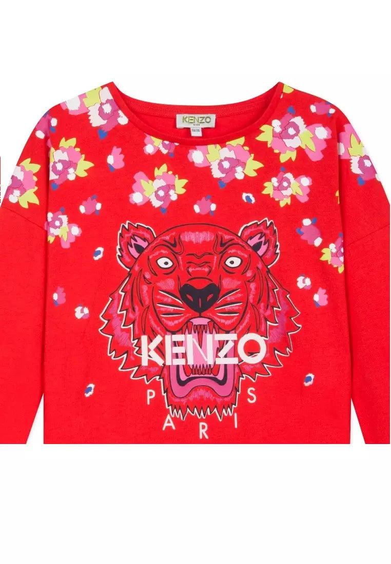 KENZO TIGER LONG SLEEVE T-SHIRT FOR GIRLS