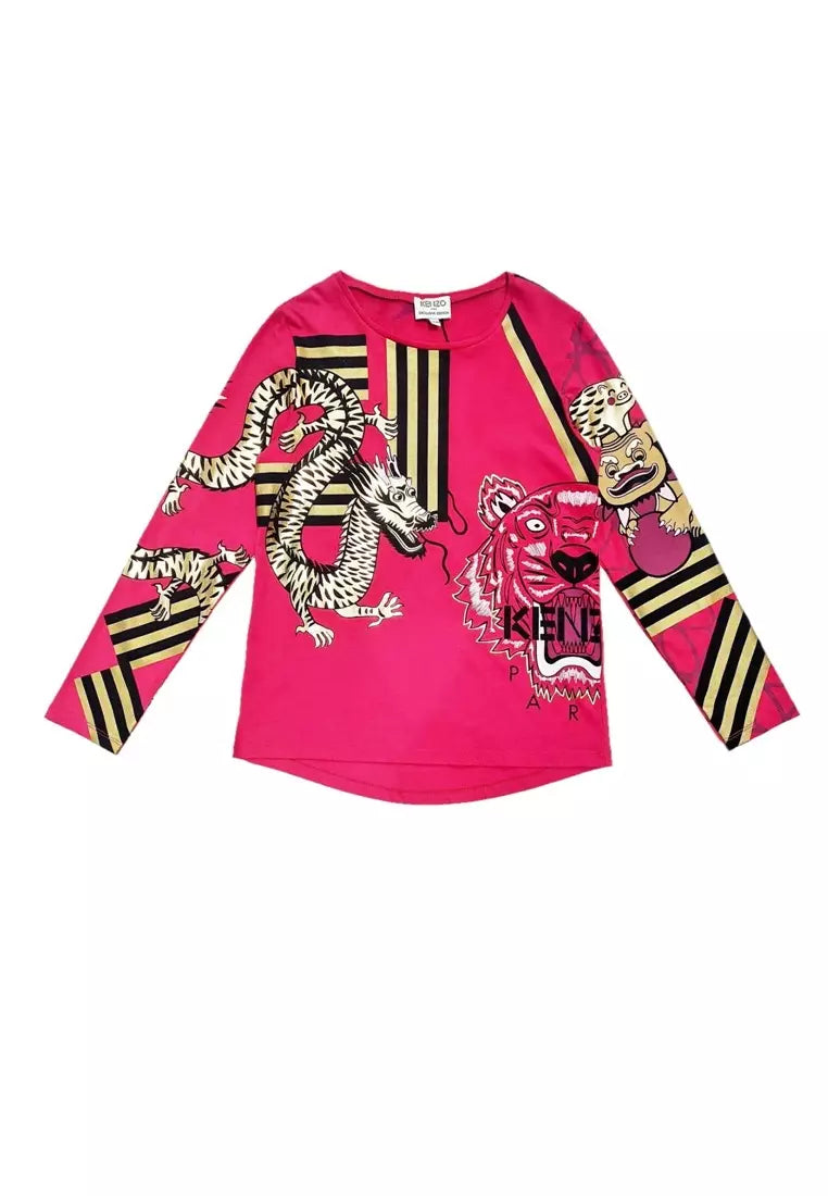 KENZO TIGER LONG SLEEVE T-SHIRT FOR GIRLS